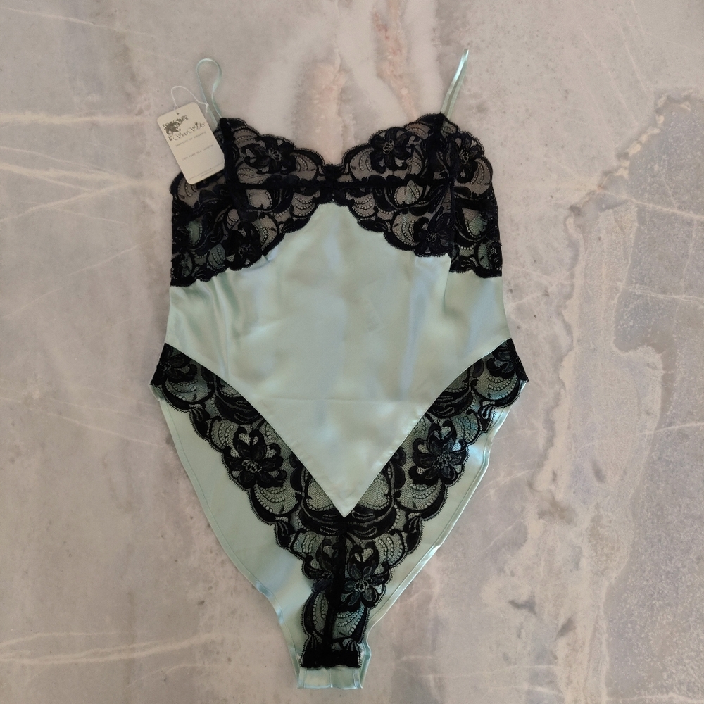 NWT Silk Teddy Bodysuit | Satin Mint Vintage Sexy Lingerie